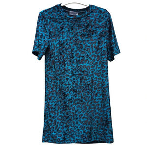 ASOS Women Dark Teal Velvet Cheetah Print Mini Dress Tall Size 6